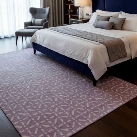 Handmade Abstract Cotton and Wool Handknotted Rug for Contemporary Floors